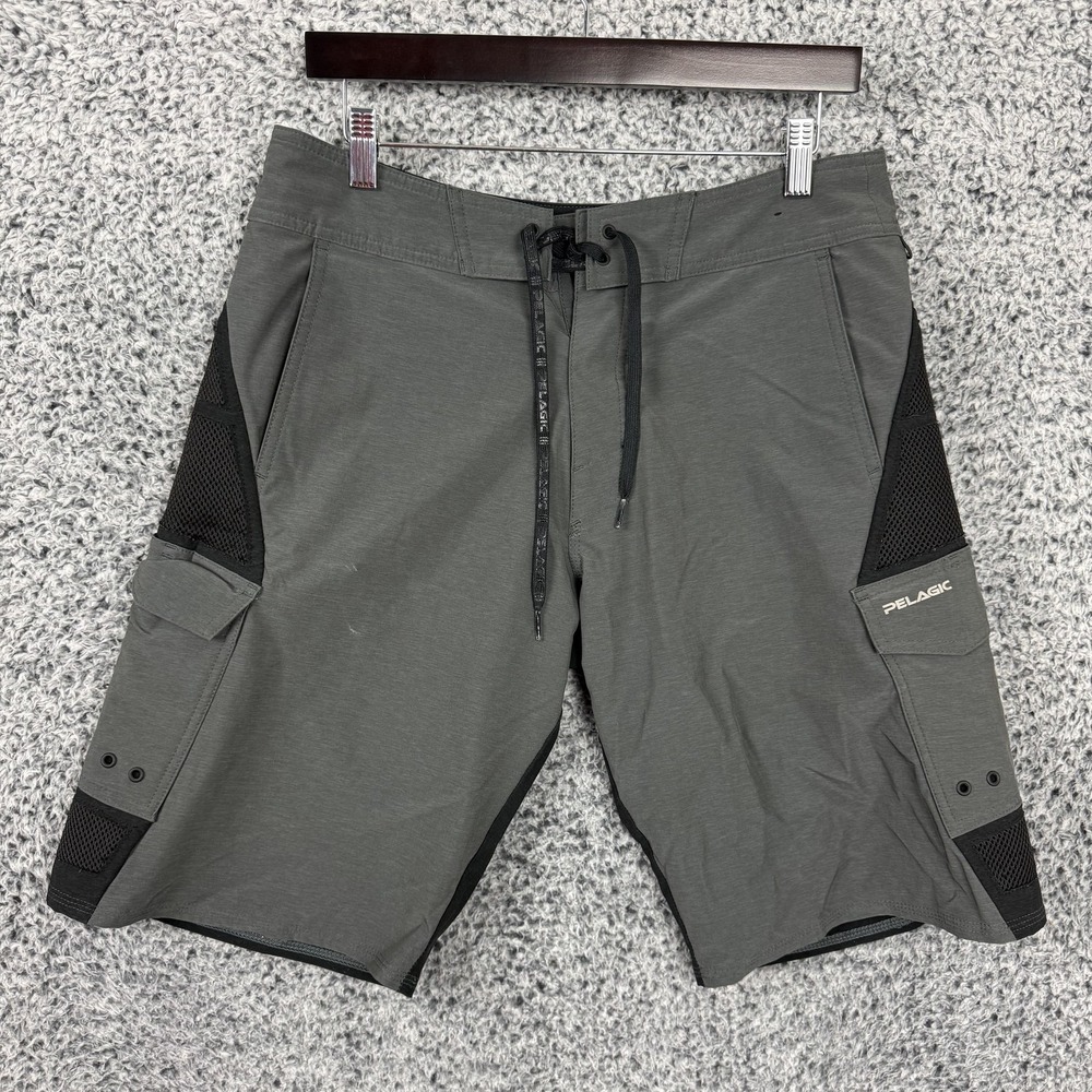 Pelagic Olive Green Men’s Cargo Boardshorts with Black Mesh